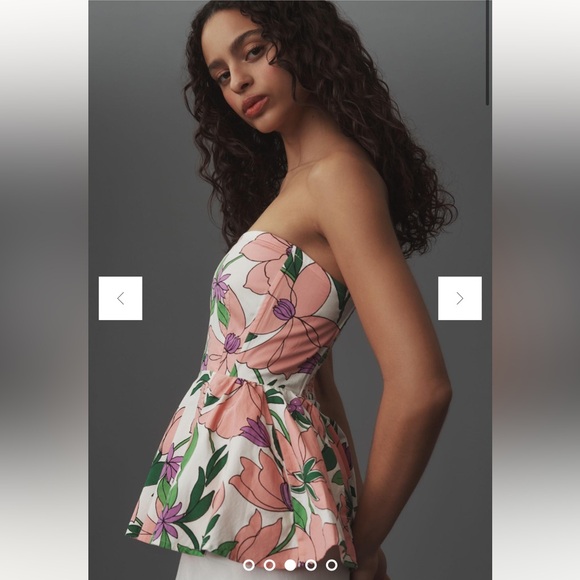 Anthropologie NWT Banjanan Della Strapless Peplum Top size L. - Picture 4 of 6